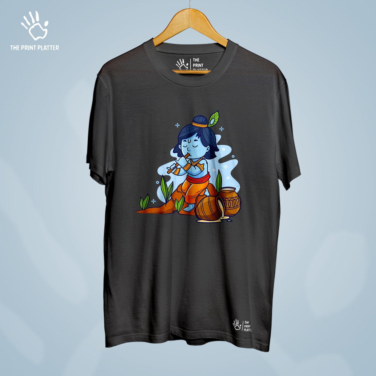 Krishna Janmashtami Cotton Bio Wash 180gsm T-shirt | T-R328