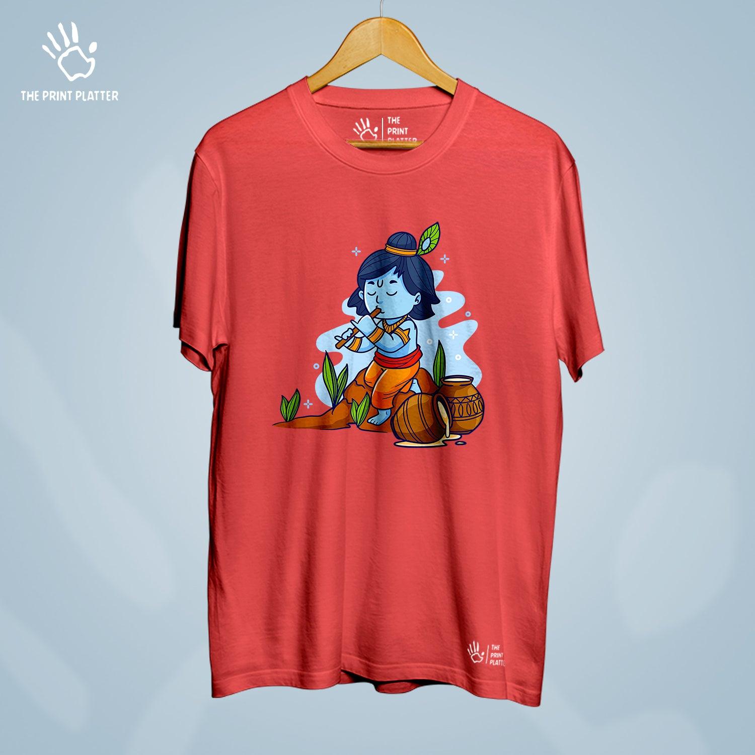 Krishna Janmashtami Cotton Bio Wash 180gsm T-shirt | T-R328