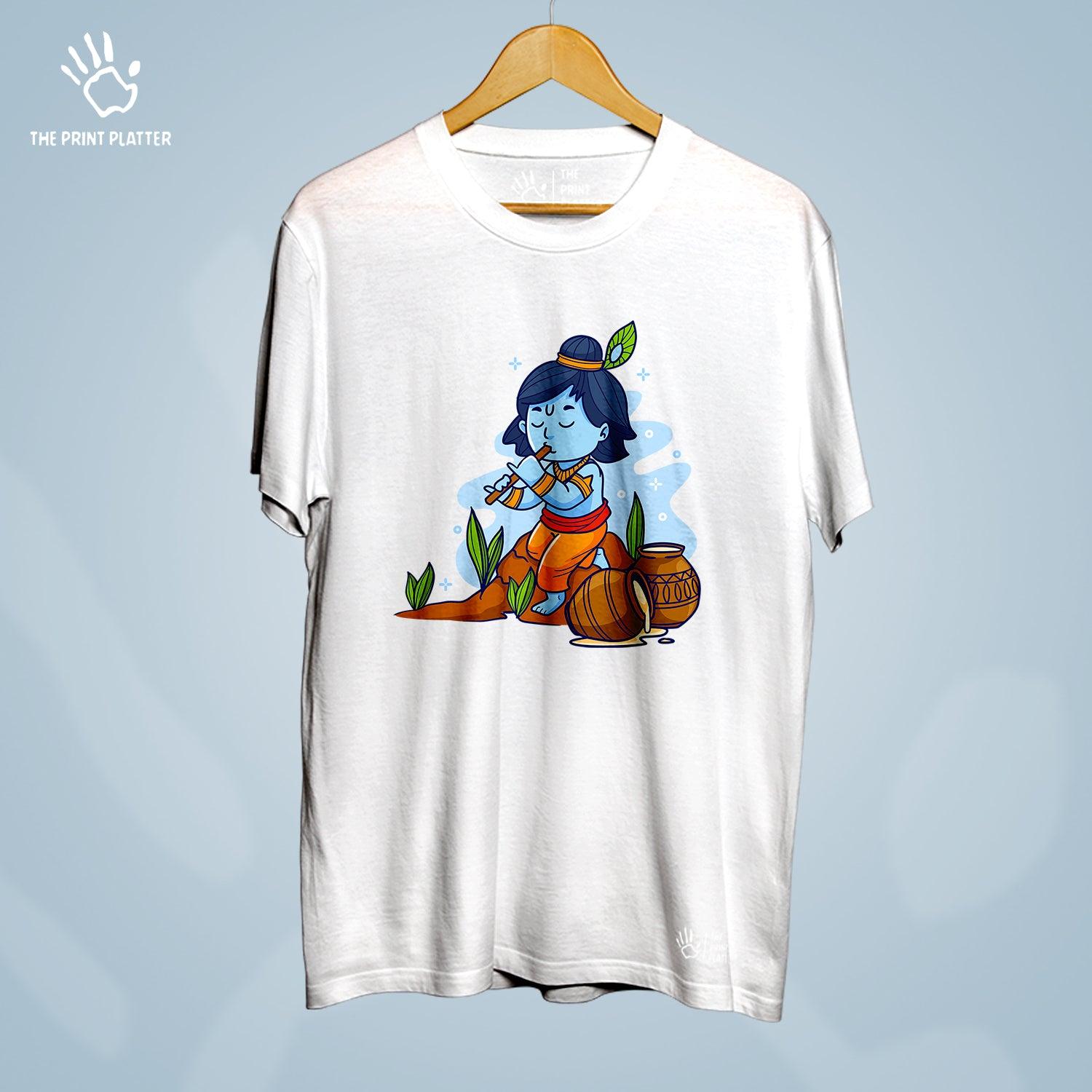 Krishna Janmashtami Cotton Bio Wash 180gsm T-shirt | T-R328