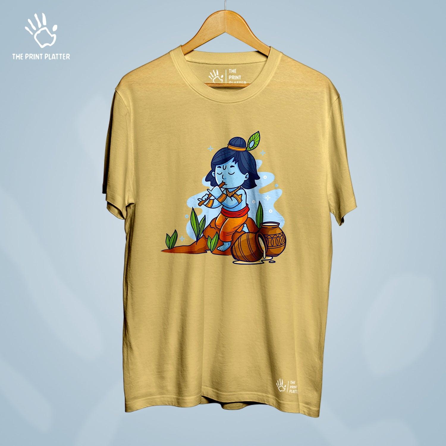 Krishna Janmashtami Cotton Bio Wash 180gsm T-shirt | T-R328