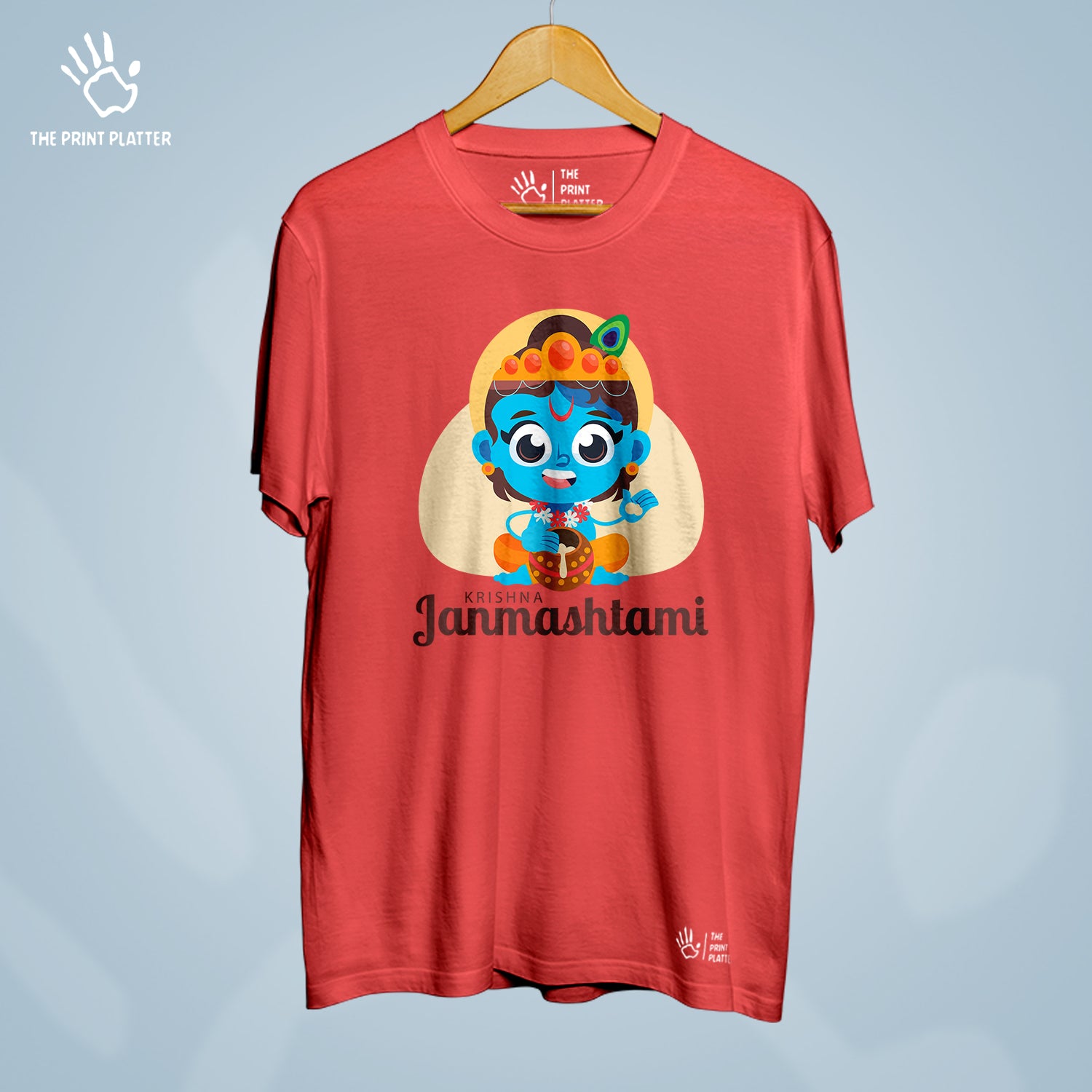 Krishna Janmashtami Cotton Bio Wash 180gsm T-shirt | T-R329