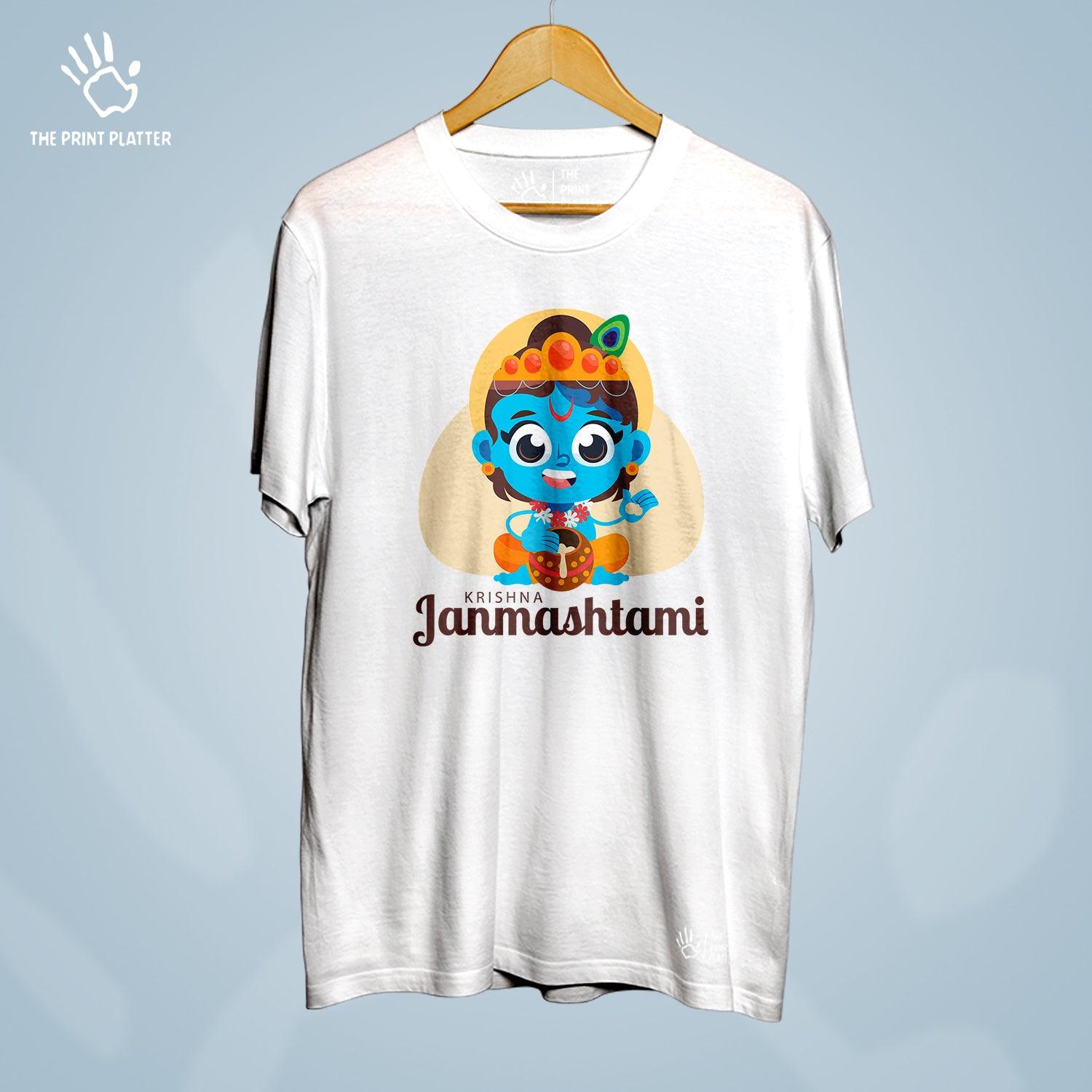 Krishna Janmashtami Cotton Bio Wash 180gsm T-shirt | T-R329