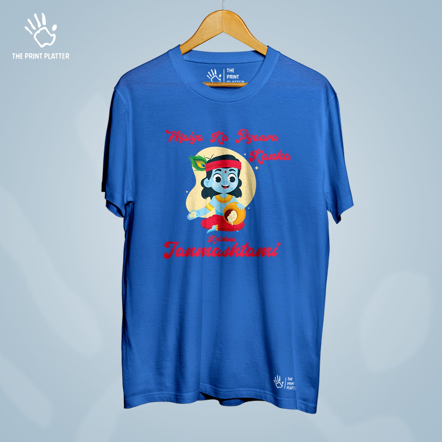 Maiya Ka Pyaara Kanha Krishna Janmashtami Cotton Bio Wash 180gsm T-shirt | T-R330