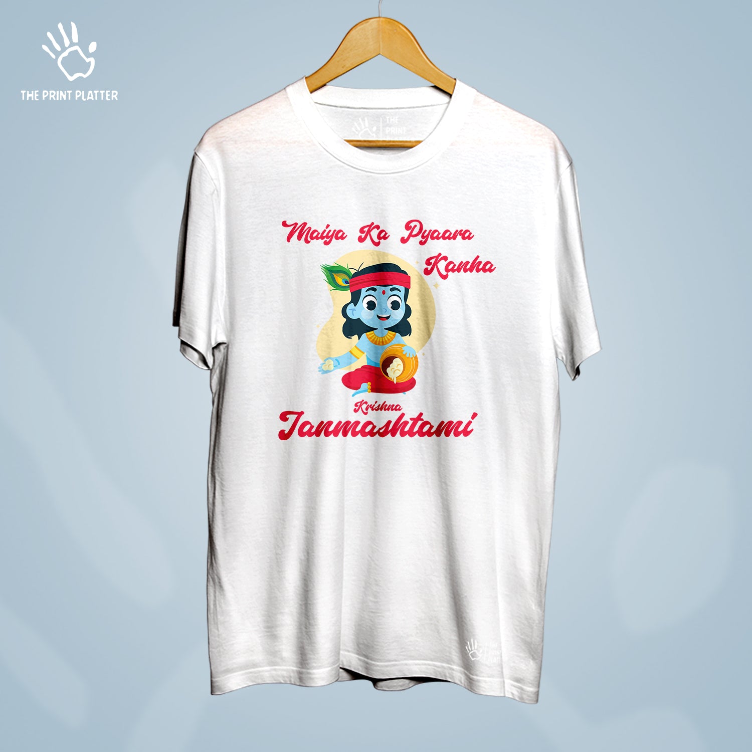 Maiya Ka Pyaara Kanha Krishna Janmashtami Cotton Bio Wash 180gsm T-shirt | T-R330