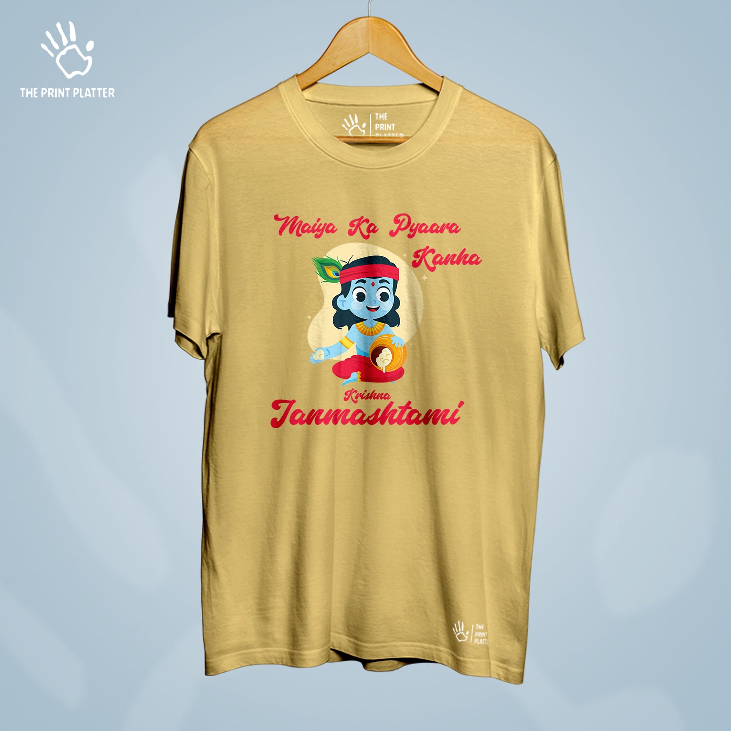 Maiya Ka Pyaara Kanha Krishna Janmashtami Cotton Bio Wash 180gsm T-shirt | T-R330