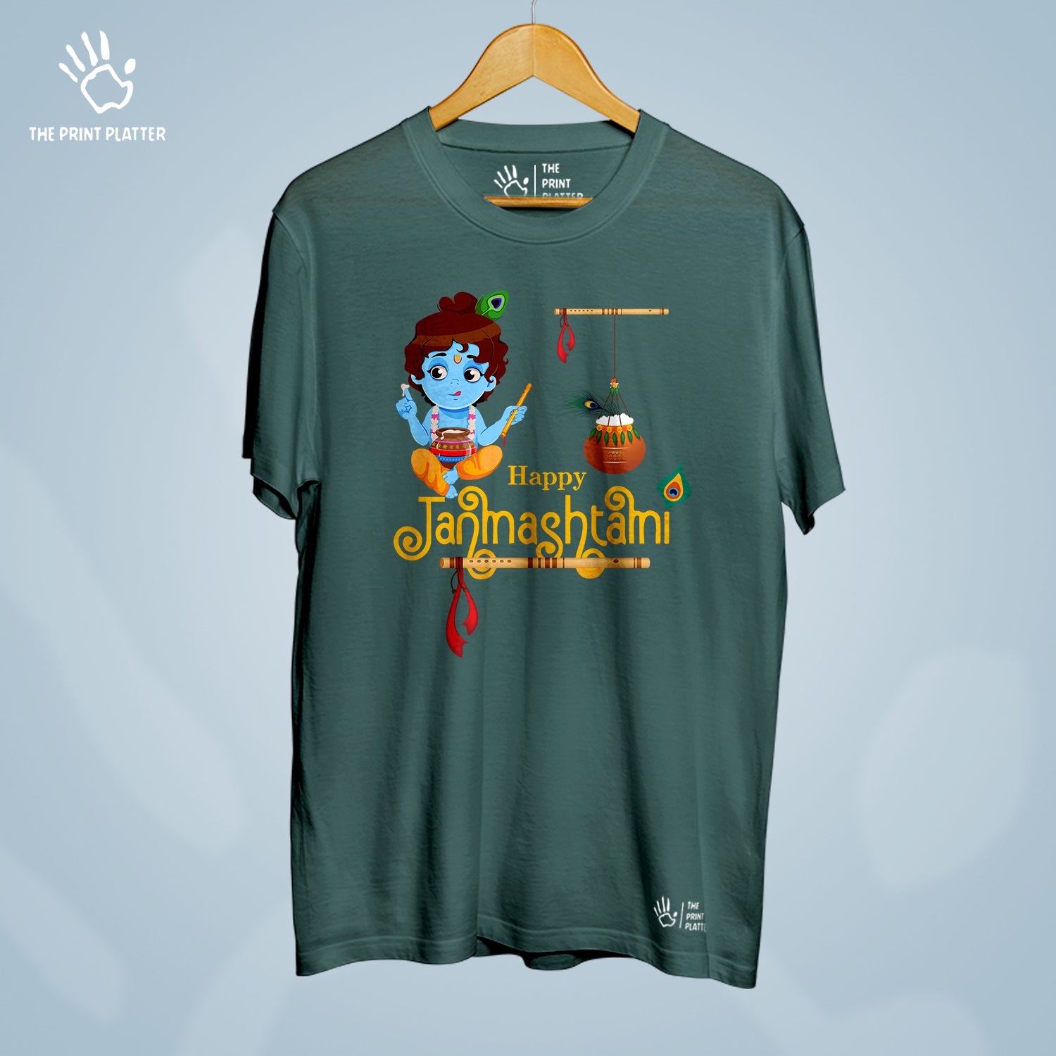 Happy Janmashtami Cotton Bio Wash 180gsm T-shirt | T-R331