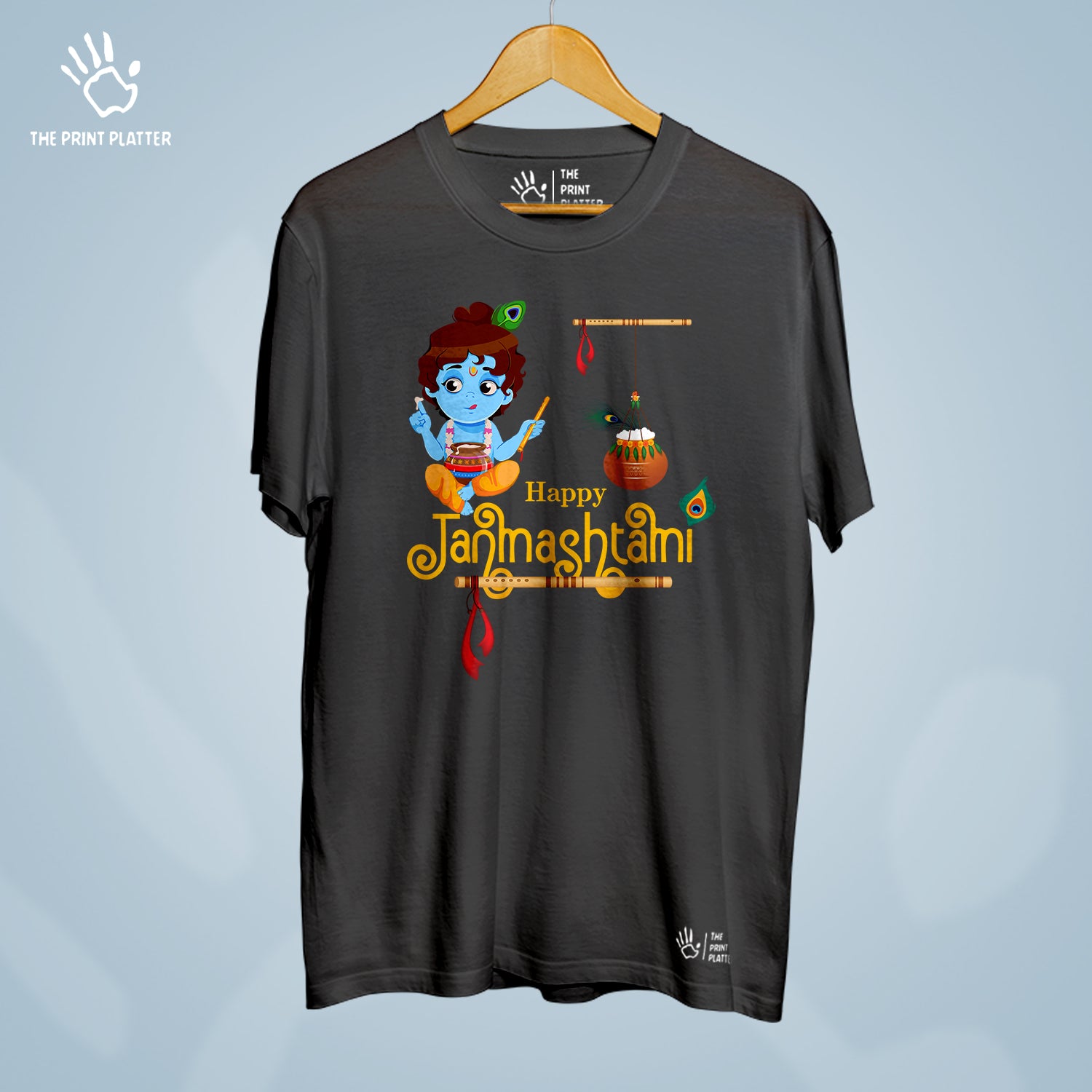 Happy Janmashtami Cotton Bio Wash 180gsm T-shirt | T-R331