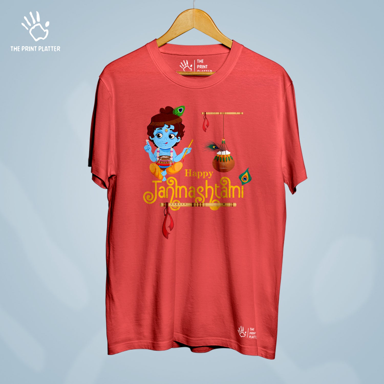 Happy Janmashtami Cotton Bio Wash 180gsm T-shirt | T-R331