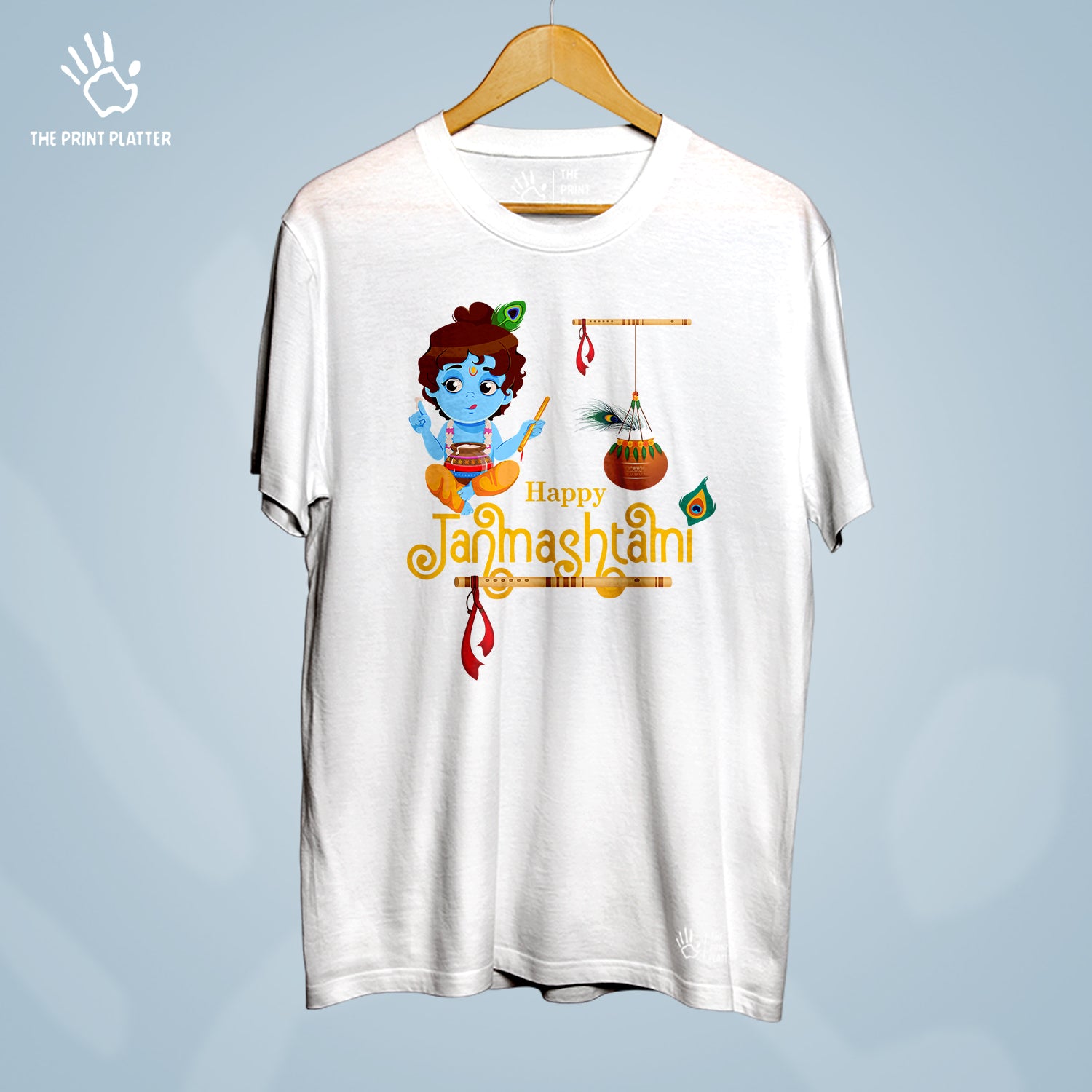 Happy Janmashtami Cotton Bio Wash 180gsm T-shirt | T-R331