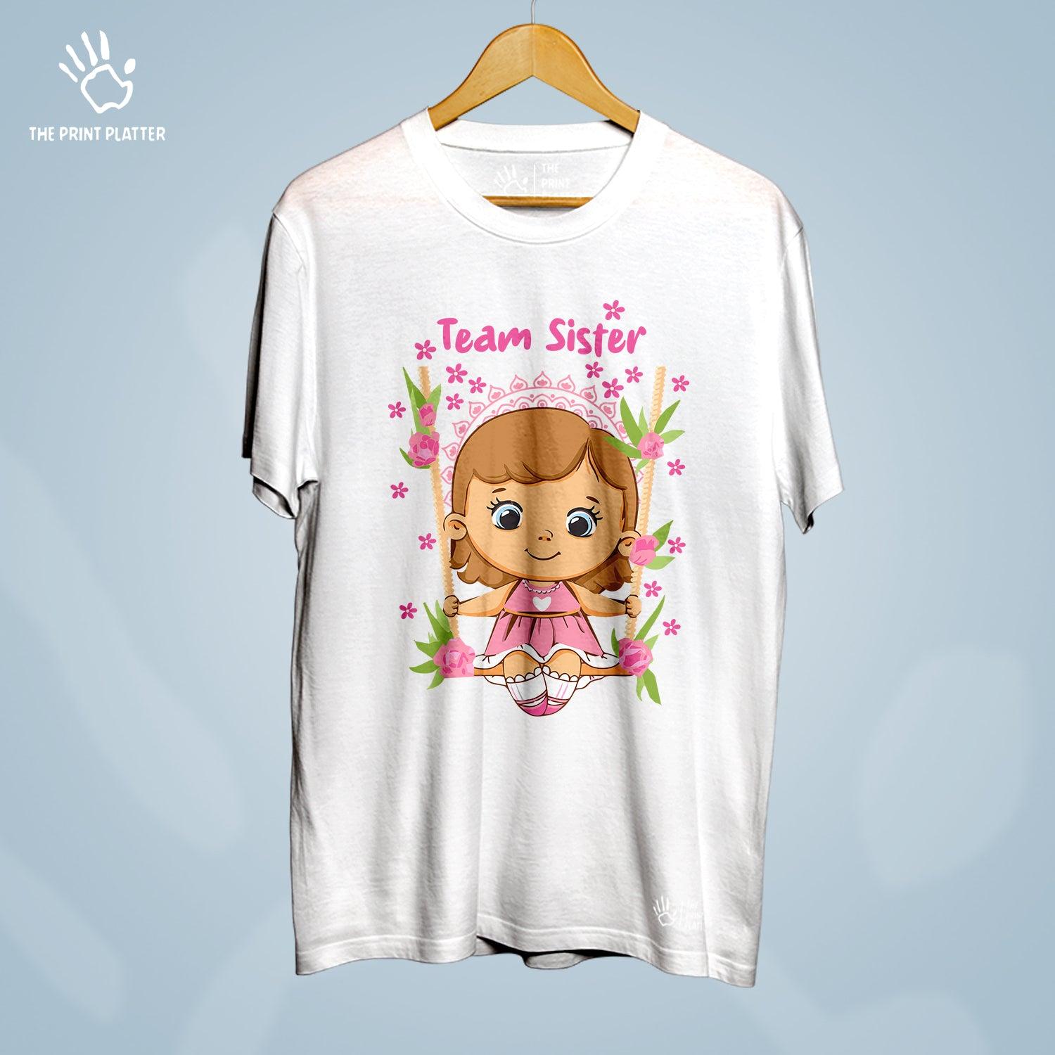 Team Sister Raksha Bandhan Cotton Bio Wash 180gsm T-shirt | T-R337