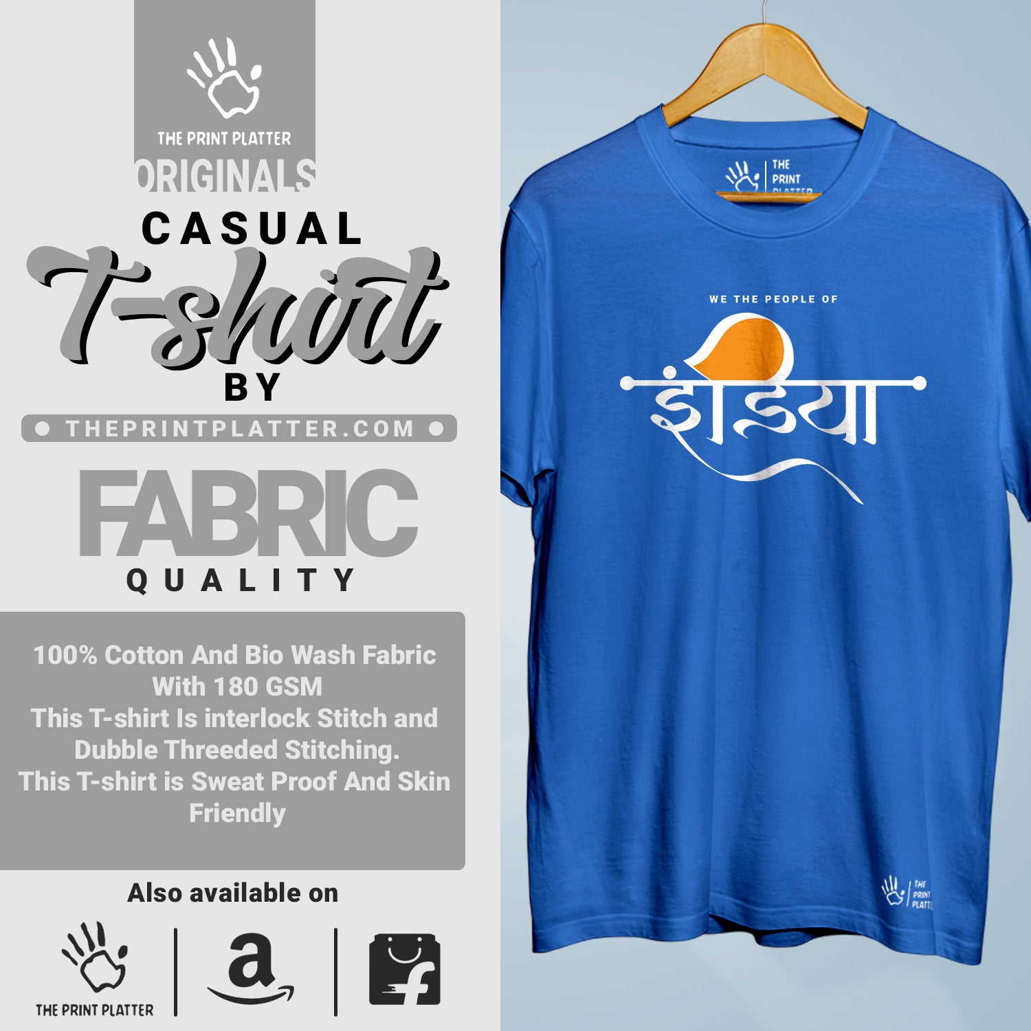 India Cotton Bio Wash 180gsm T-shirt | T-R347