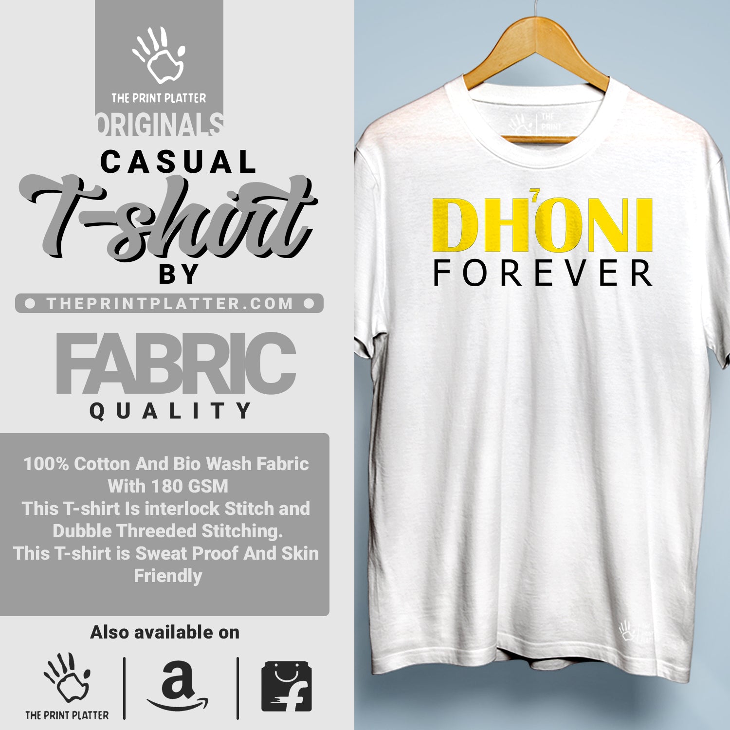 Dhoni Forever Cotton Bio Wash 180gsm T-shirt | T-R69