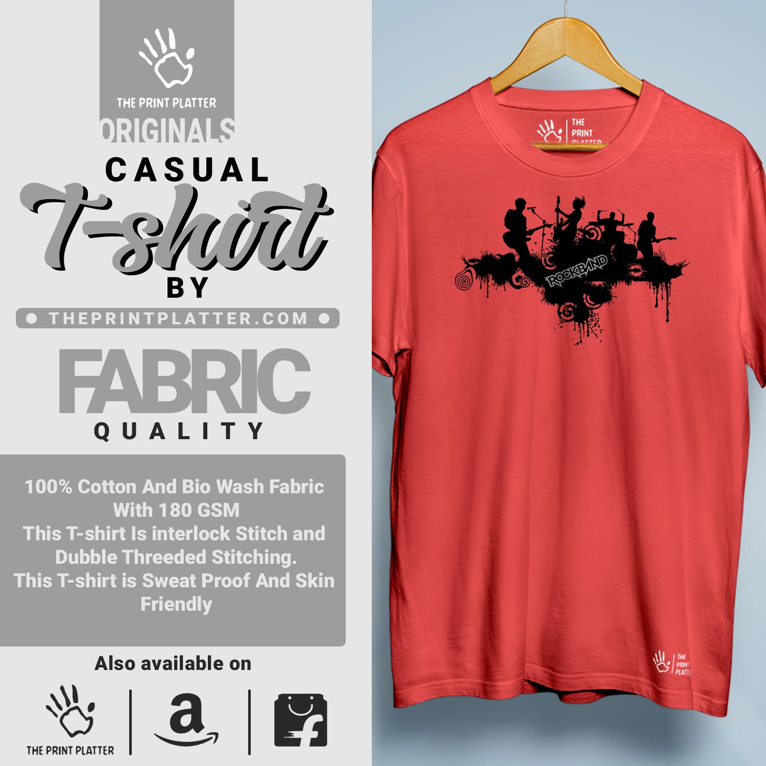 Rock Band Cotton Bio Wash 180gsm T-shirt | T-R88