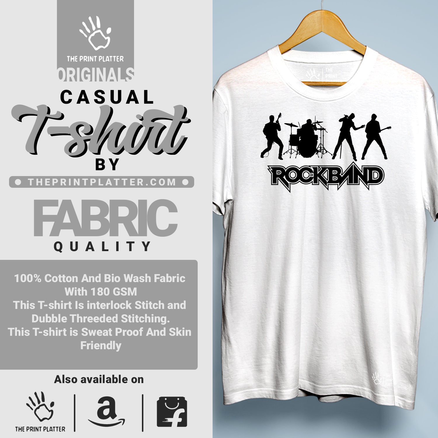 Rock Band Cotton Bio Wash 180gsm T-shirt | T-R90