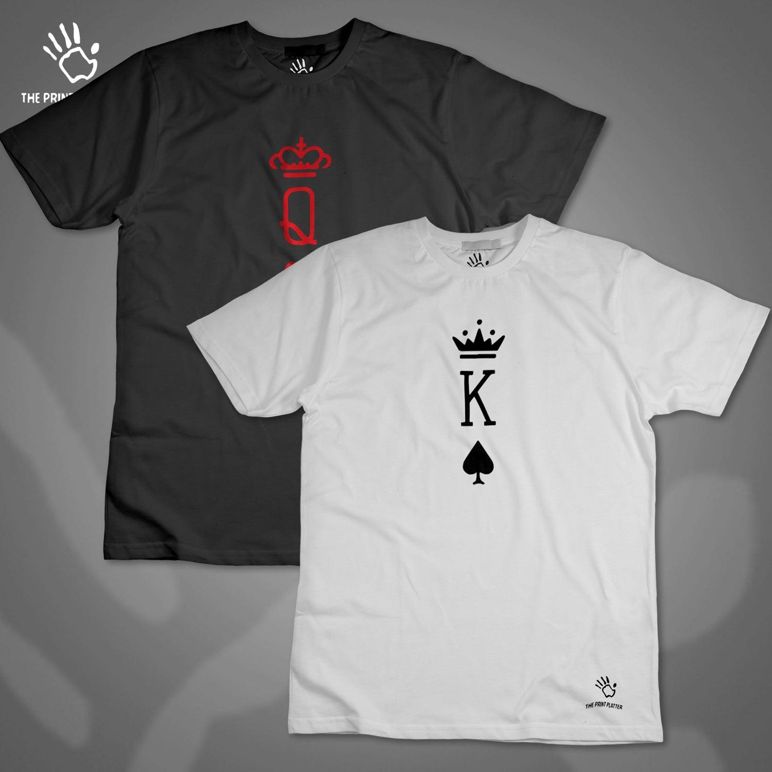 King & Queen Of Hearts Cotton Bio Wash 180gsm T-shirt | T23-King&QueenOfHearts