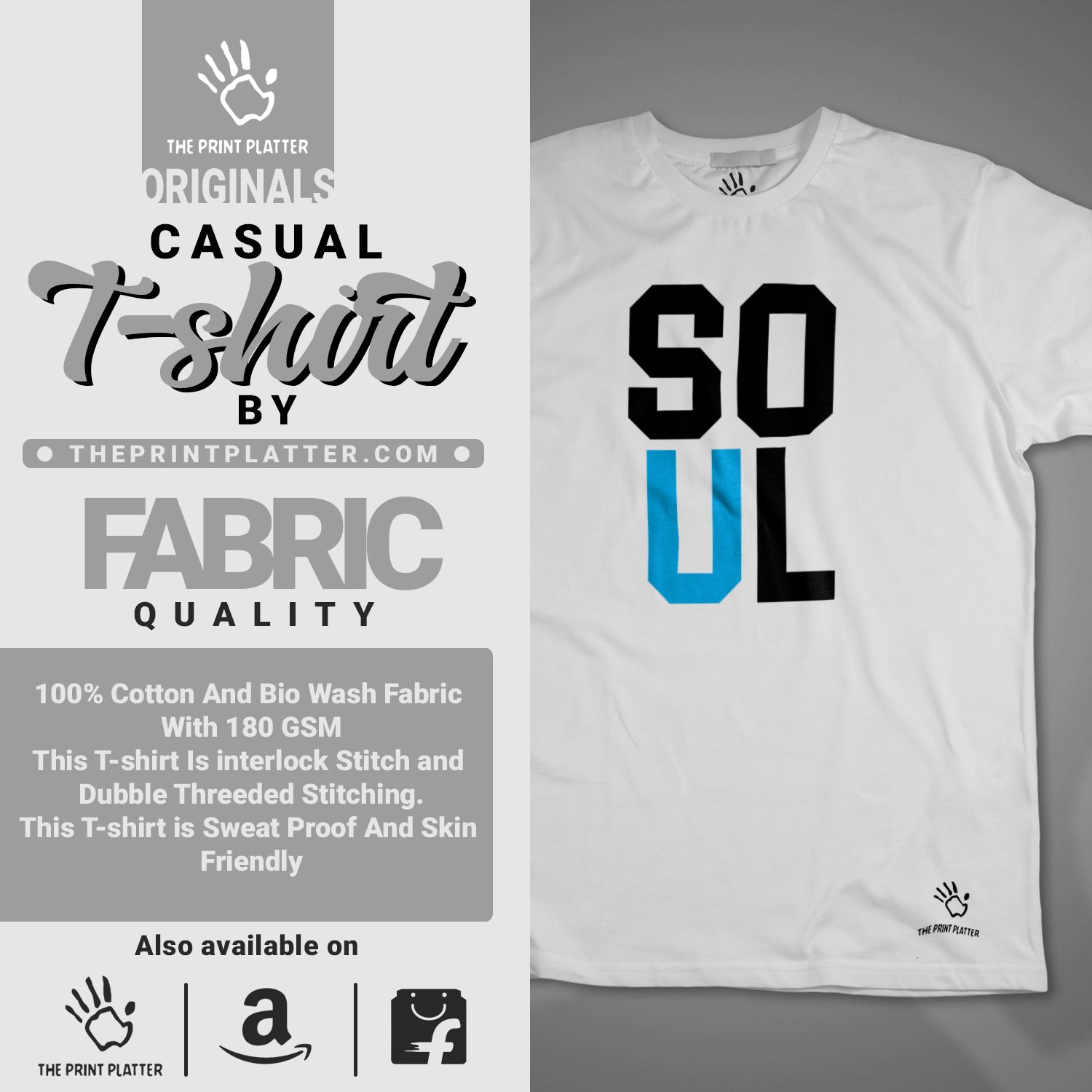 SOUL Cotton Bio Wash 180gsm T-shirt |T30