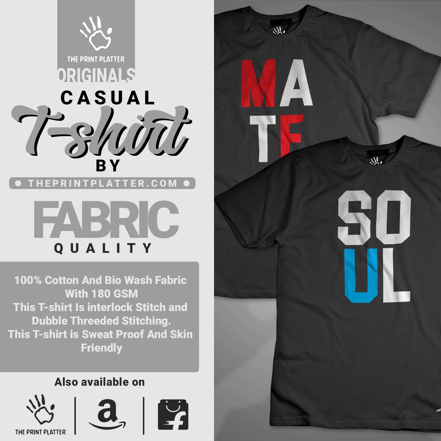 Soul Mate Cotton Bio Wash 180gsm T-shirt | T32-SoulMate...