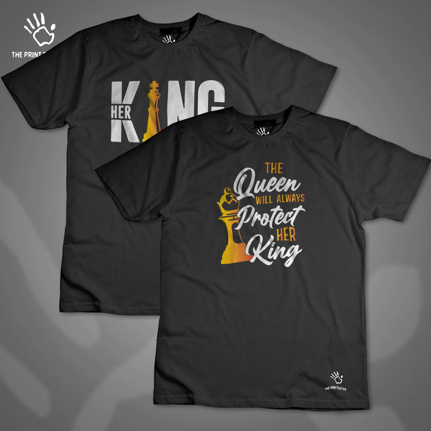 King & Queen Cotton Bio Wash 180gsm T-shirt | T41-King&QueenOfChess