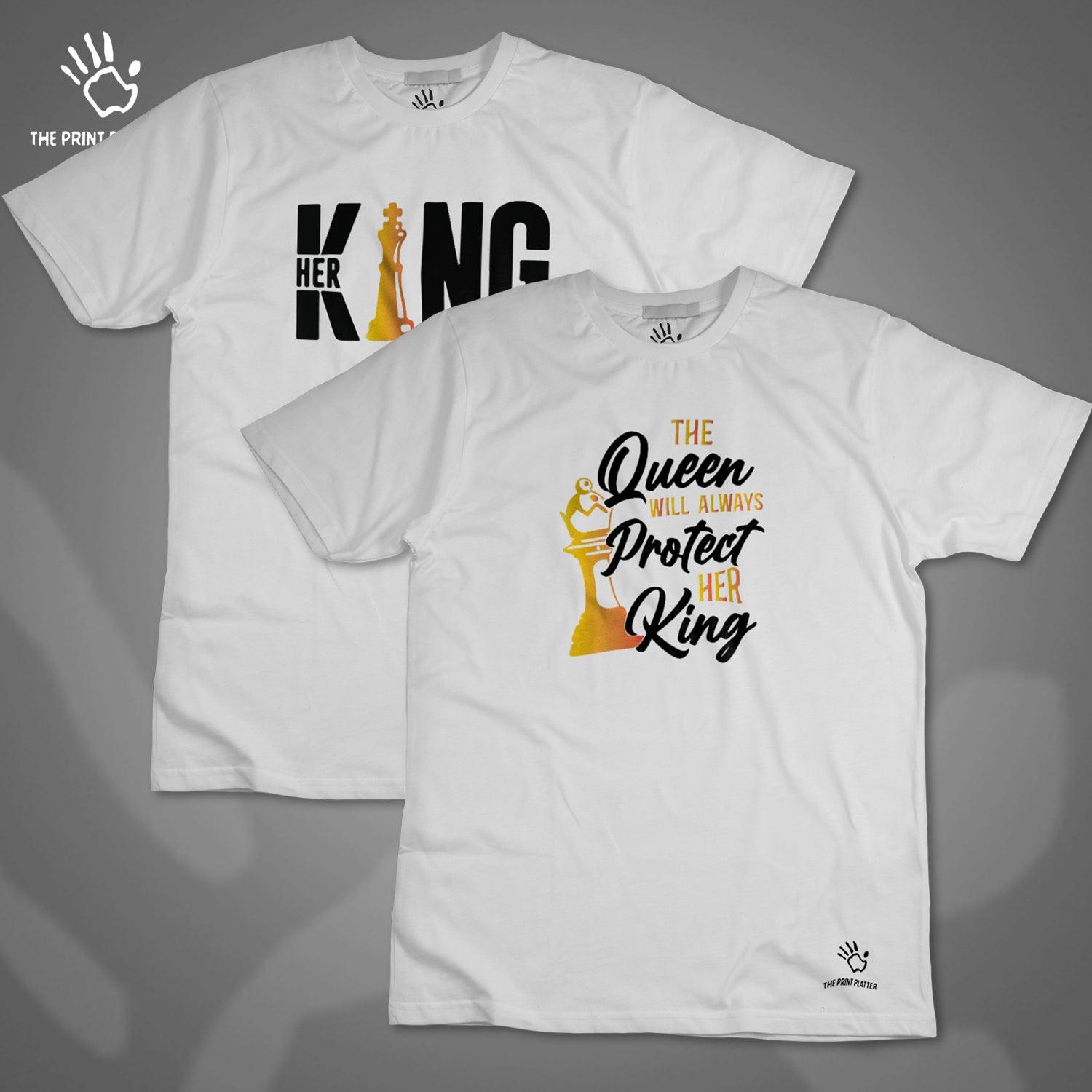 King & Queen Cotton Bio Wash 180gsm T-shirt | T41-King&QueenOfChess