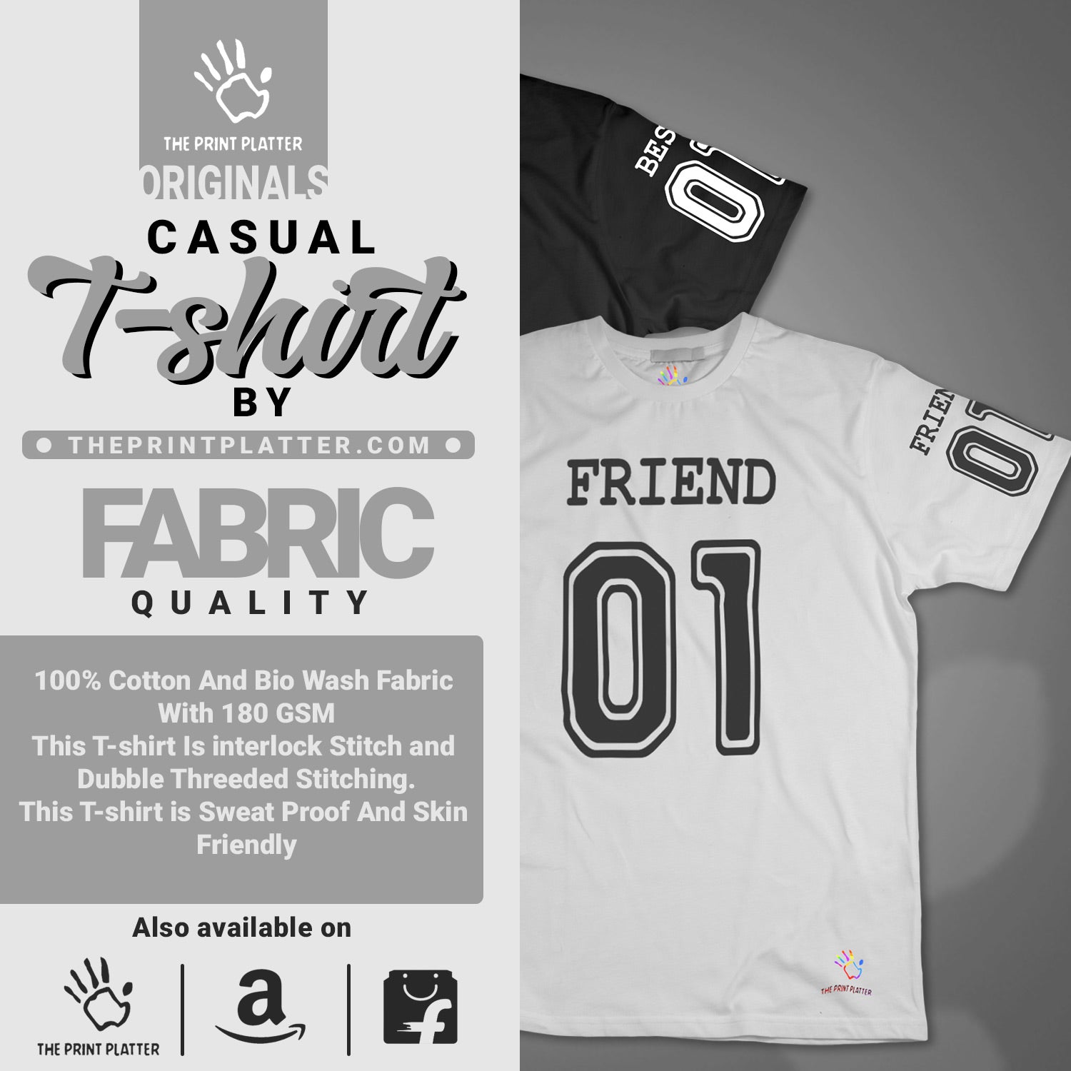 Best Friend Cotton Bio Wash 180gsm T-shirt | T62-BestFriend01