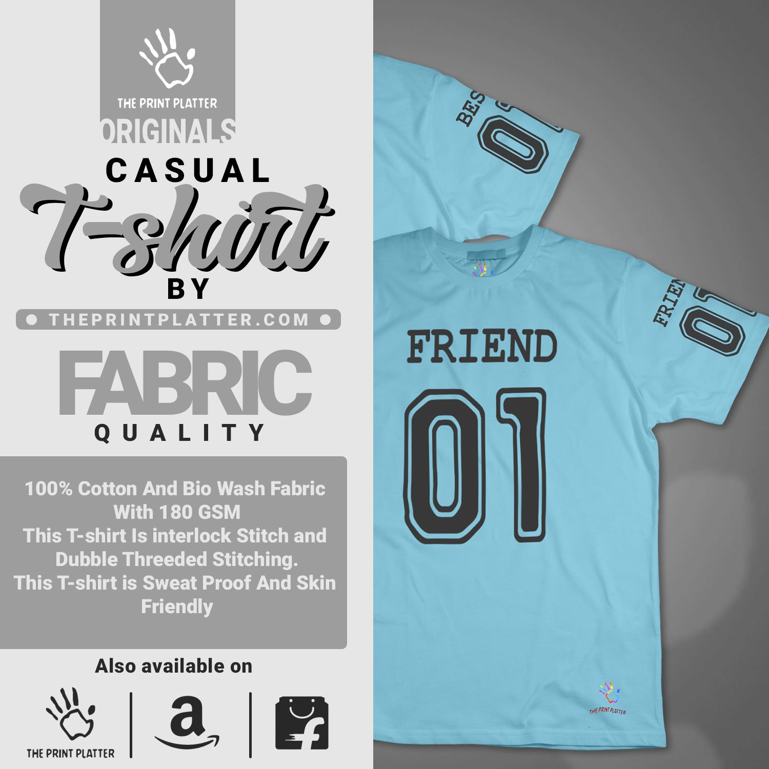 Best Friend Cotton Bio Wash 180gsm T-shirt | T62-BestFriend01