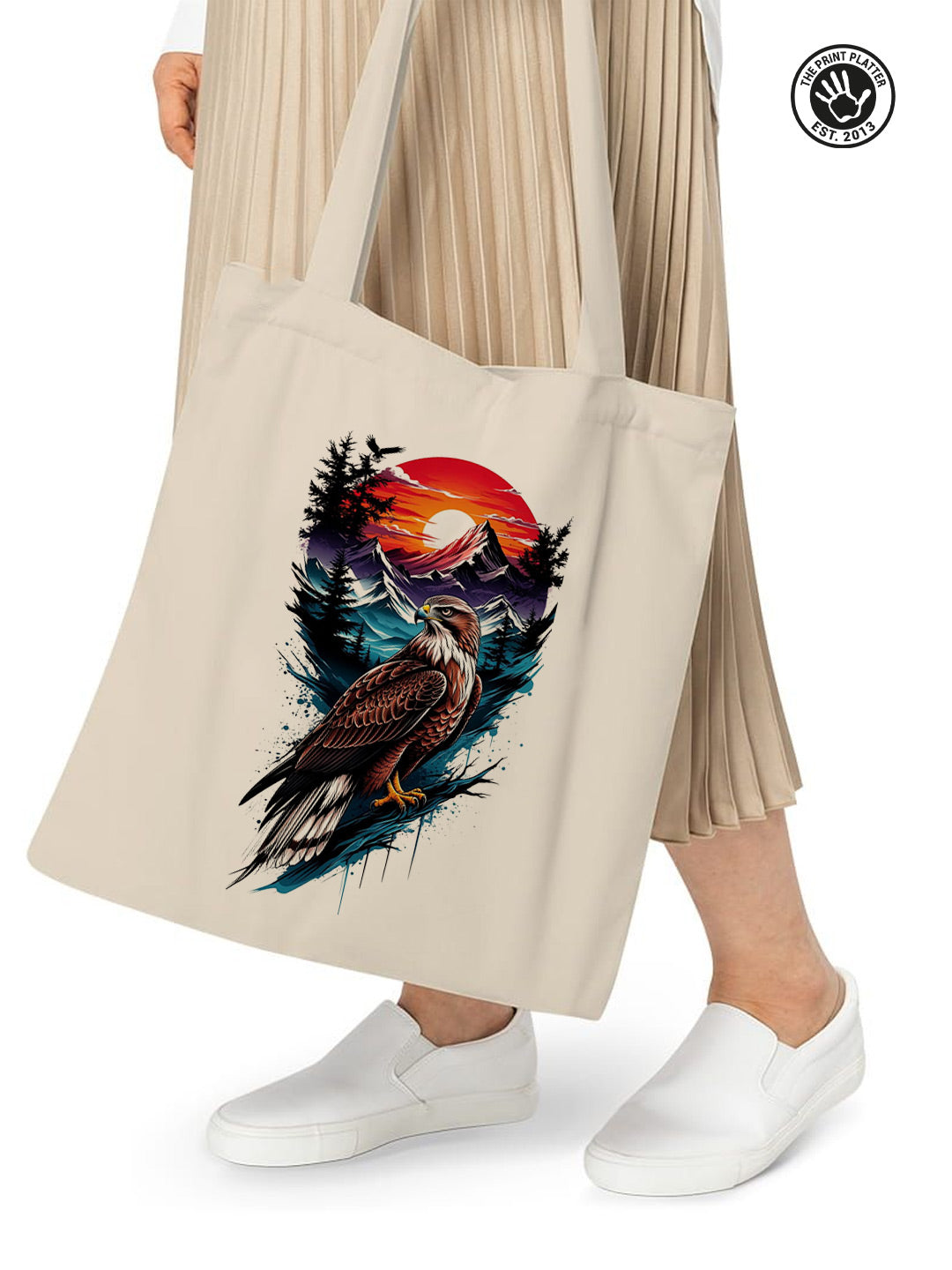 Bald Eagle Tote Bag –  Nature illustration Reusable Jute/Canvas Tote Bag