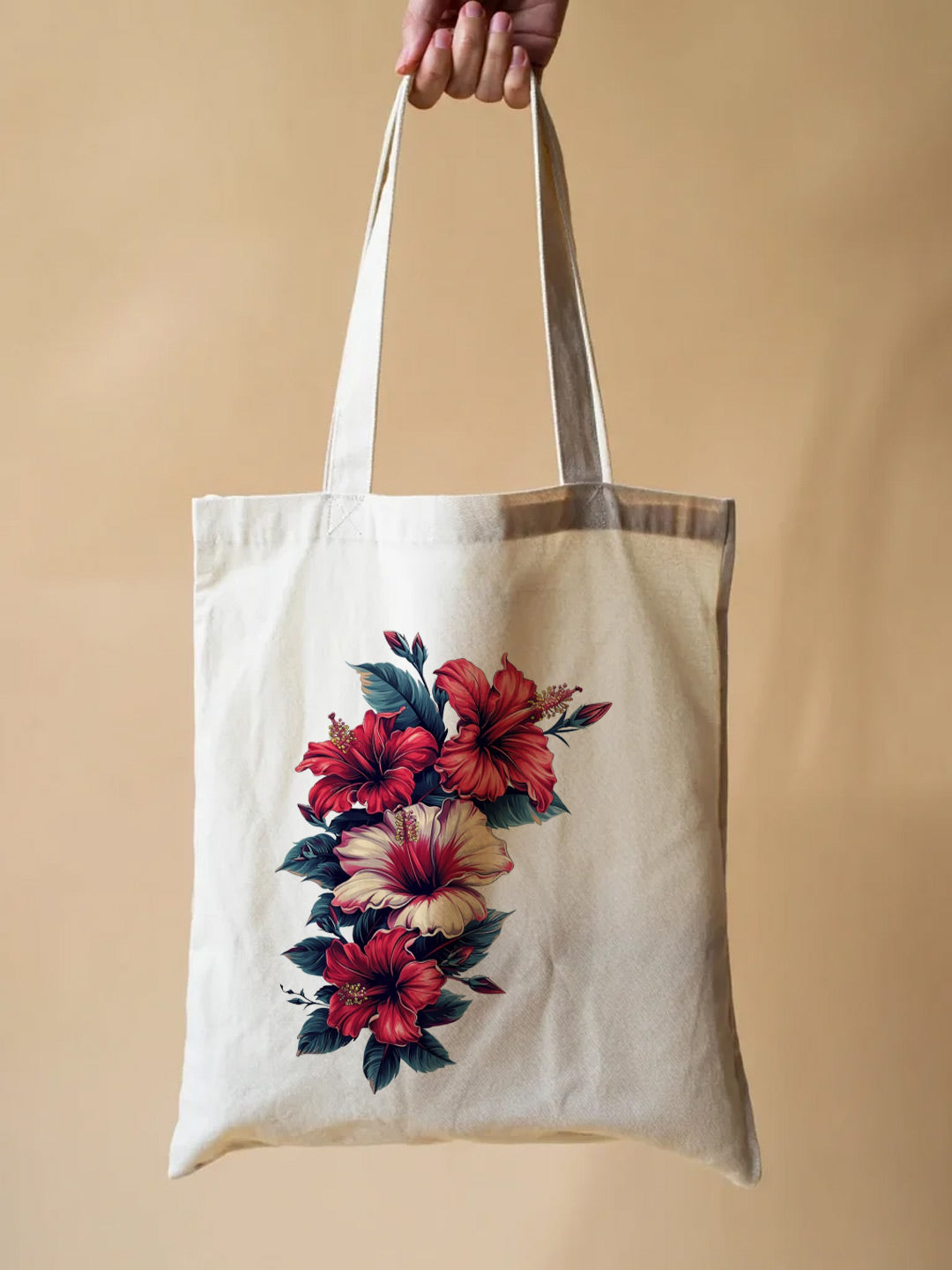 hibiscus flower Tote Bag –  Nature illustration Reusable Jute/Canvas Tote Bag