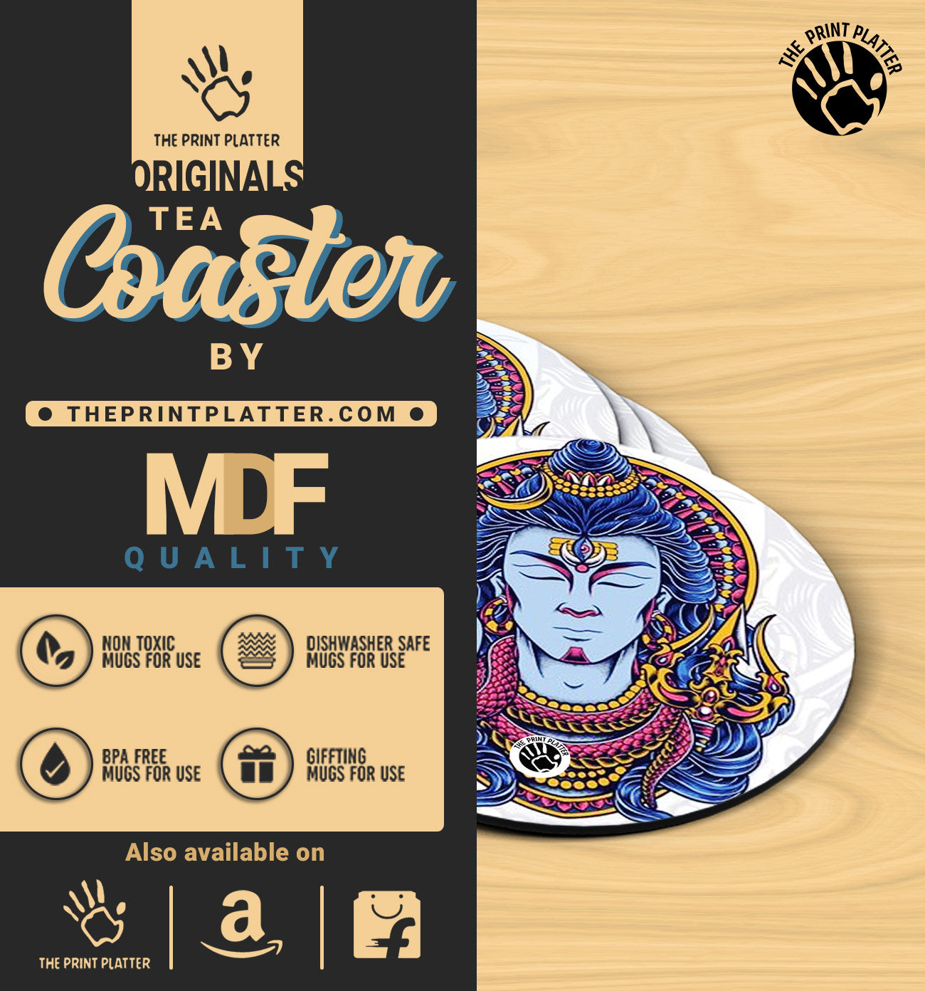 Shiv Dhyaan - MDF Tea Coaster Pack Of 2 | TC-02