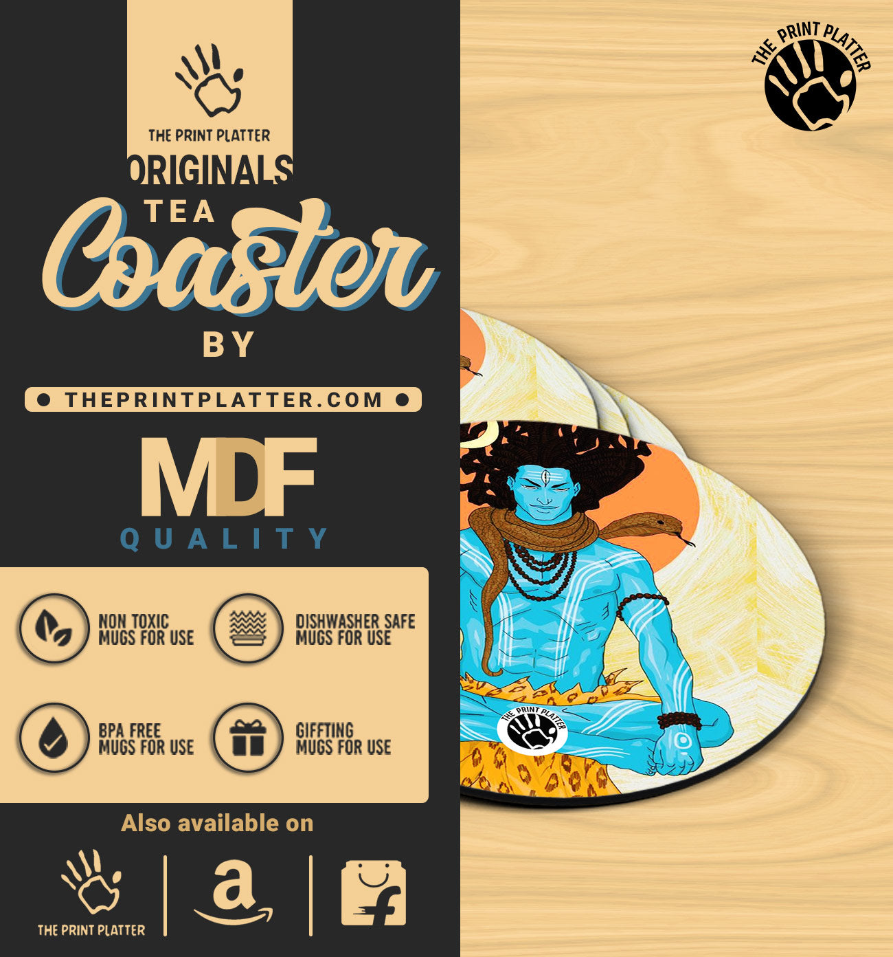 DhyaanYog - MDF Tea Coaster Pack Of 2 | TC-07