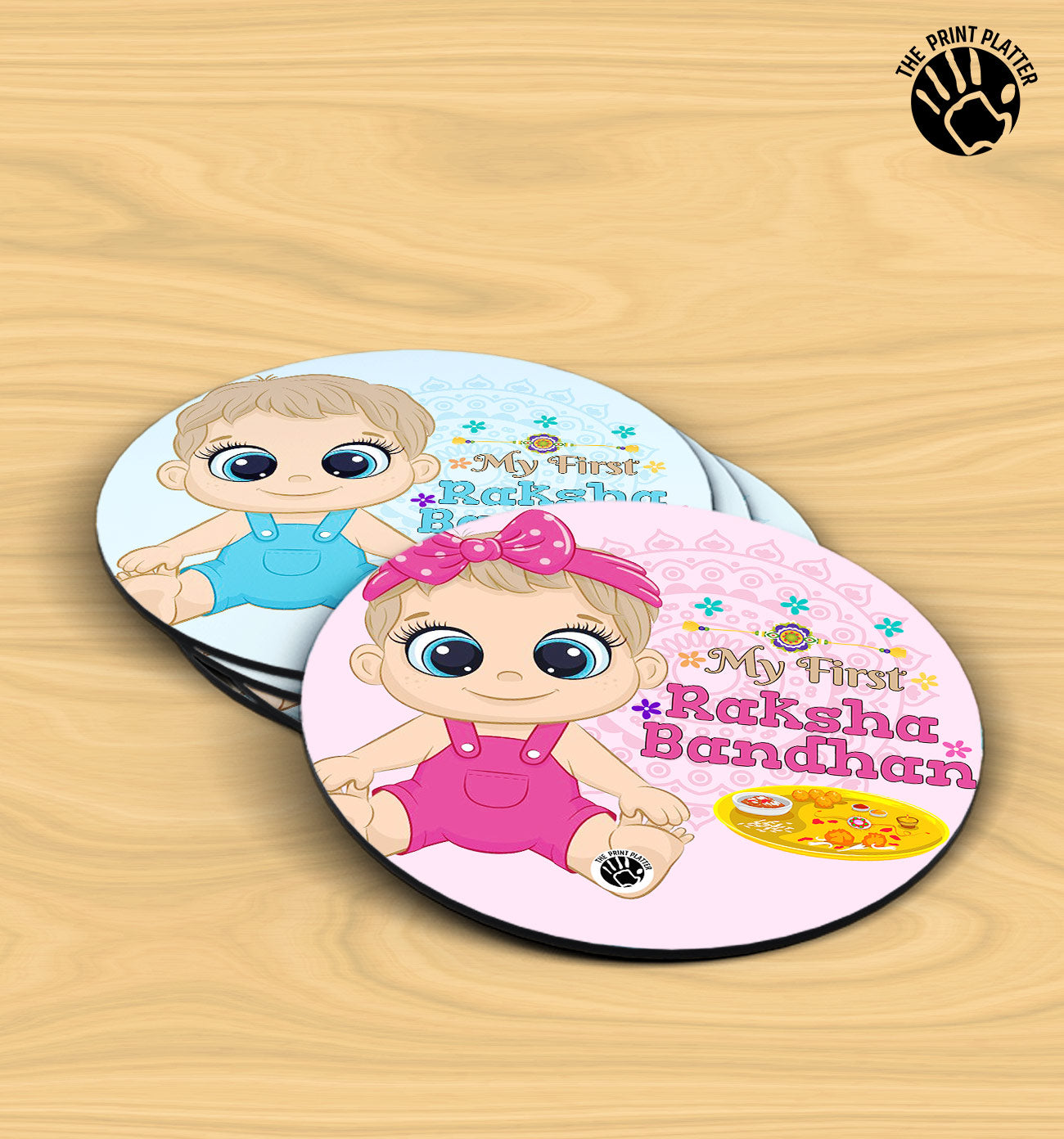 My First Raksha Bandhan With Sister  & Brother - MDF Tea Coaster Pack Of 4 | TC-19