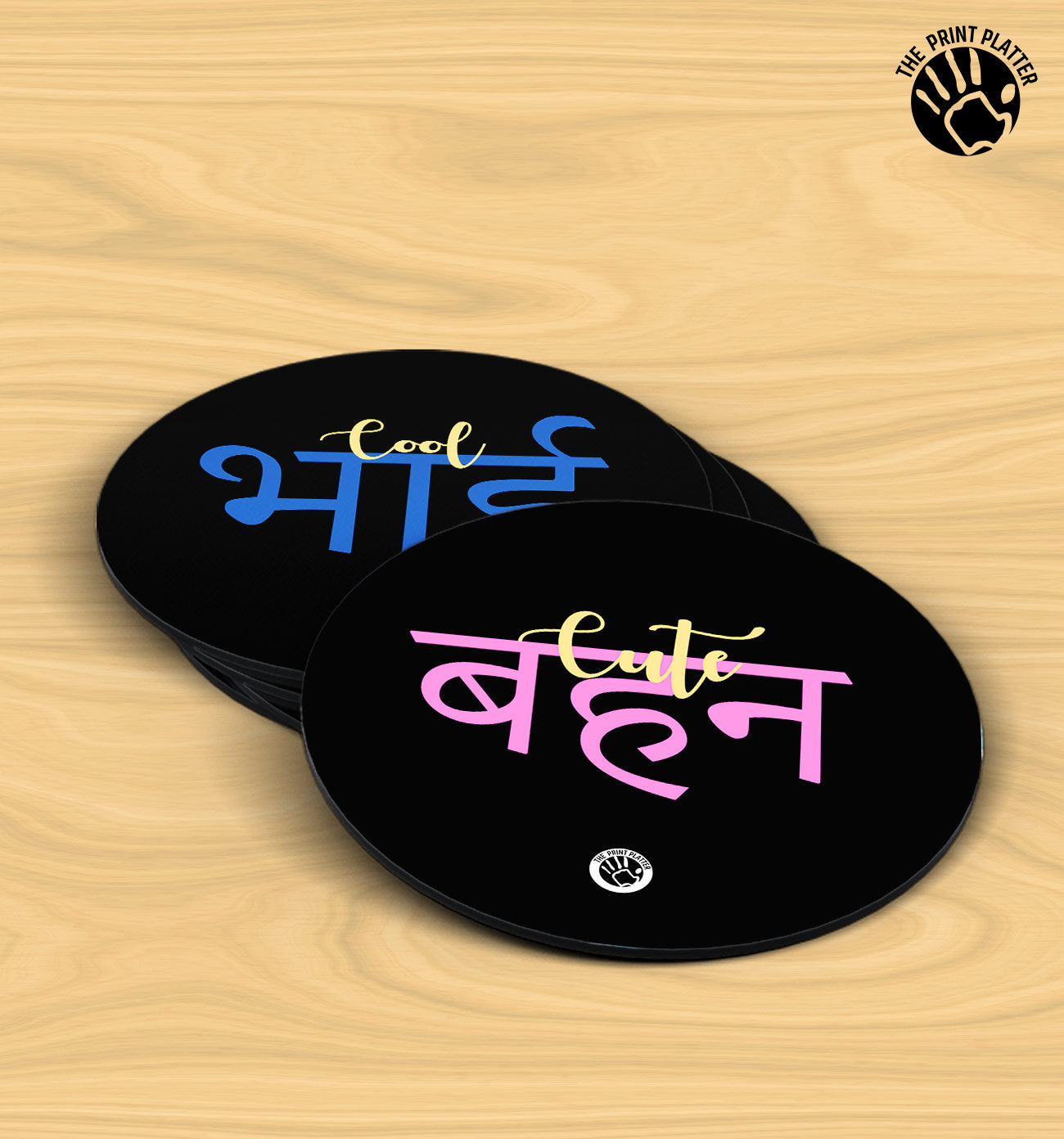 Cool Bhai Cute Bhan - MDF Tea Coaster Pack Of 4 | TC-21