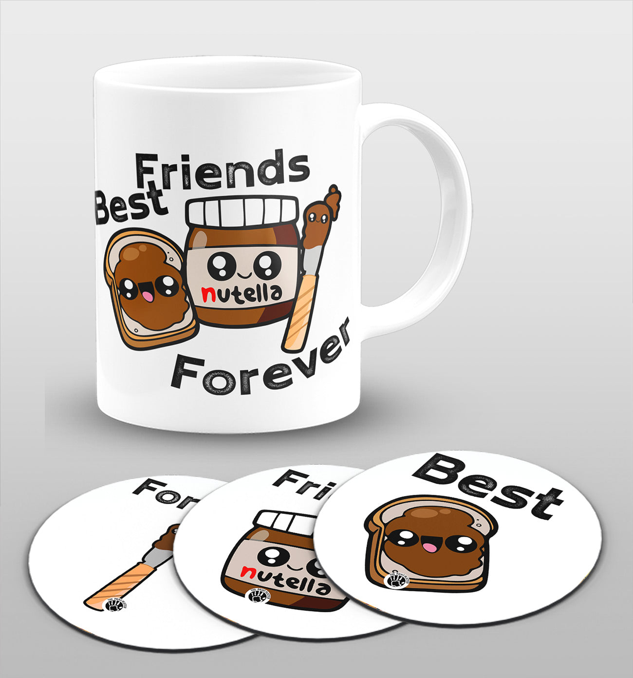 Best Friends Forever White cermic Coffee Mug With Tea Coster 330 ml, Microwave & Dishwasher Safe | TM-06 Single