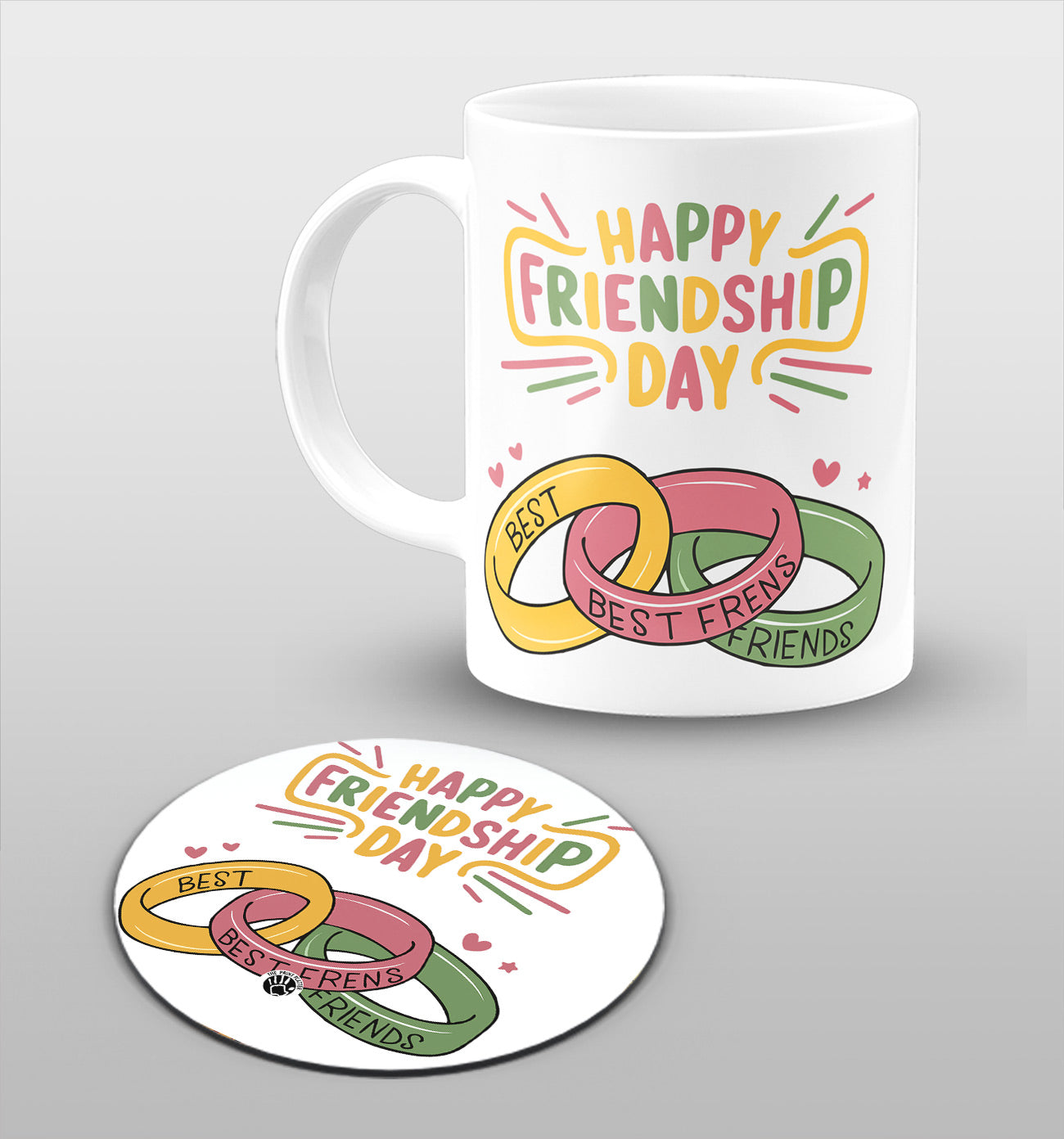 Happy Friendship Day Best Friend White cermic Coffee Mug With Tea Coster 330 ml, Microwave & Dishwasher Safe | TM-09