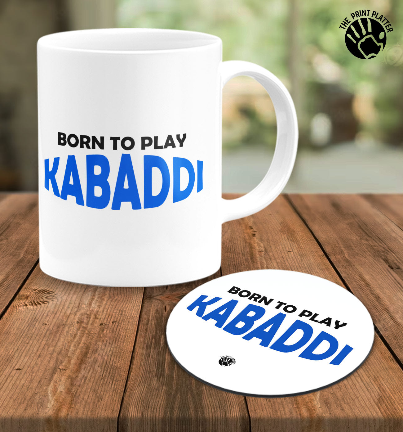 Born To Play Kabaddi White Cermic Coffee Mug With Tea Coster 330 ml, Microwave & Dishwasher Safe| TM-R147