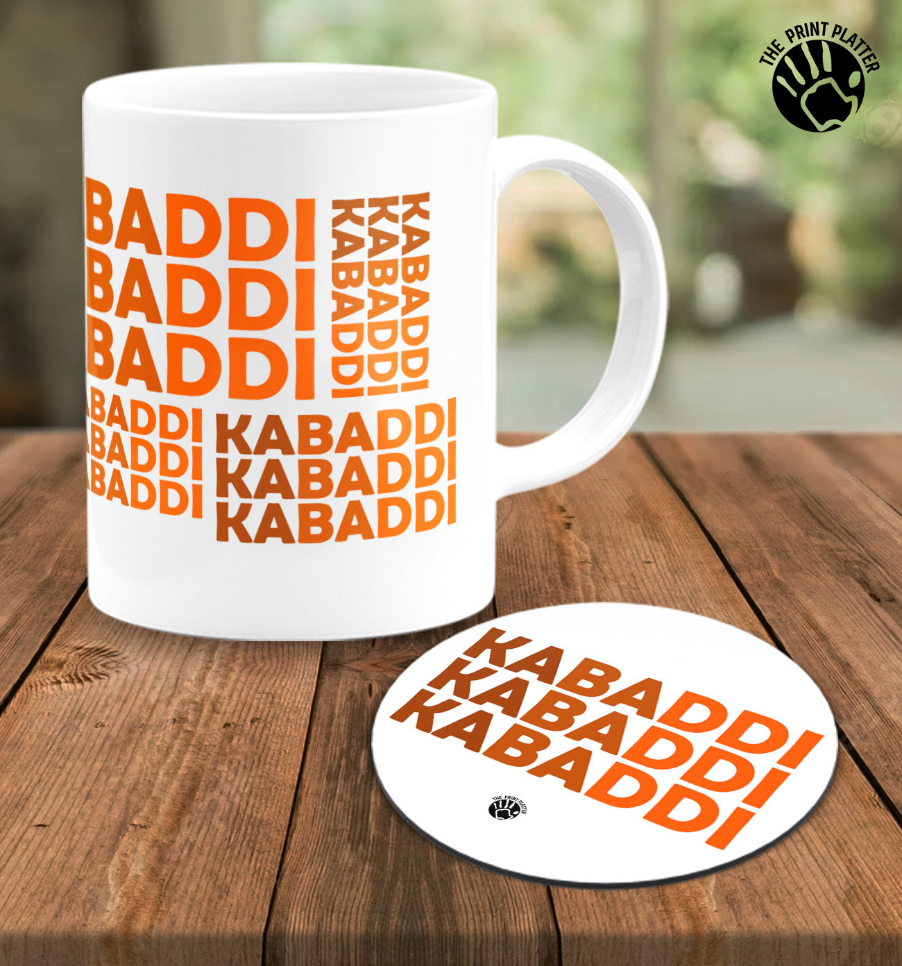 Kabaddi White Cermic Coffee Mug With Tea Coster 330 ml, Microwave & Dishwasher Safe| TM-R148