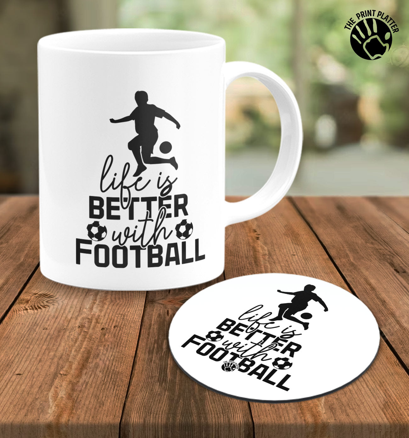 Born to Play Football White Cermic Coffee Mug With Tea Coster 330 ml, Microwave & Dishwasher Safe| TM-R152