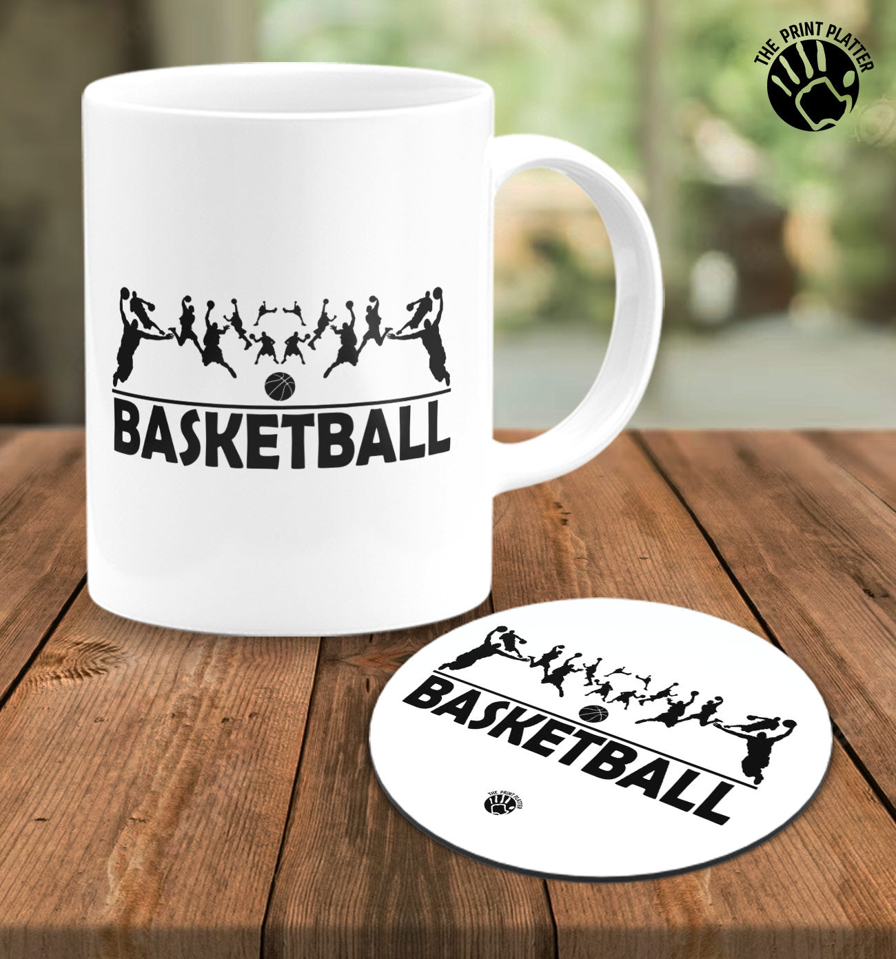 Basketball White Cermic Coffee Mug With Tea Coster 330 ml, Microwave & Dishwasher Safe| TM-R166