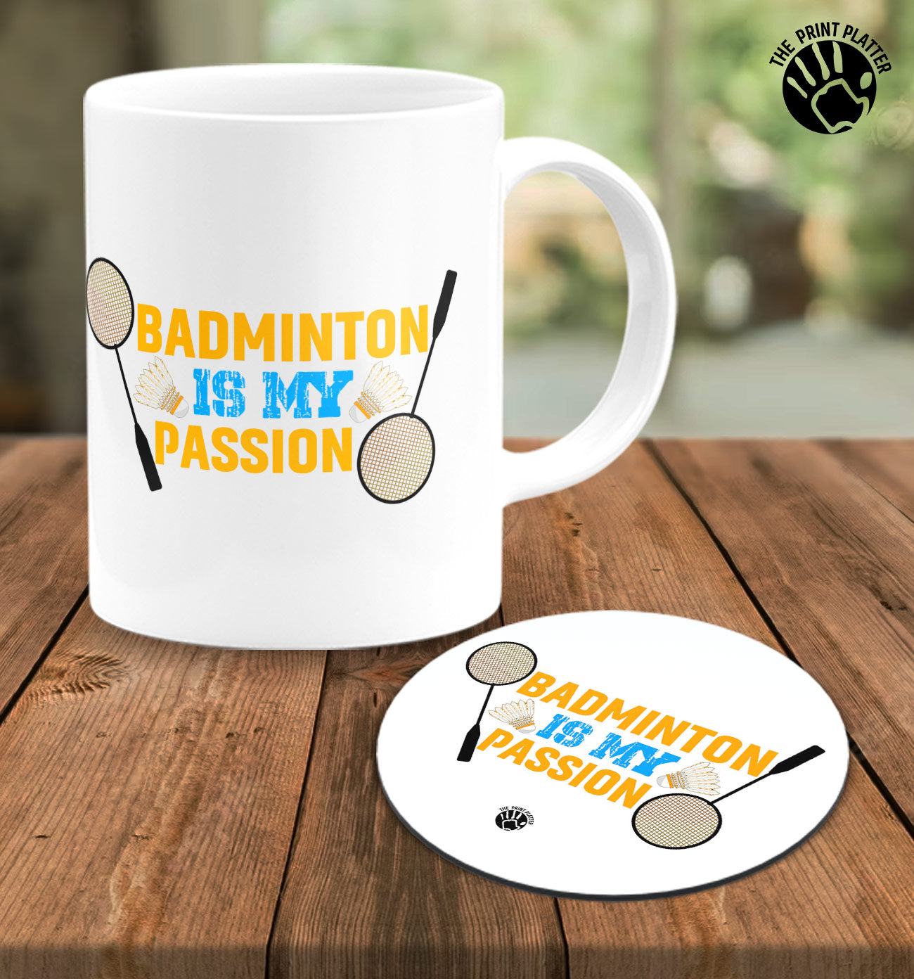 Badminton Is My Passion White Cermic Coffee Mug With Tea Coster 330 ml, Microwave & Dishwasher Safe| TM-R171