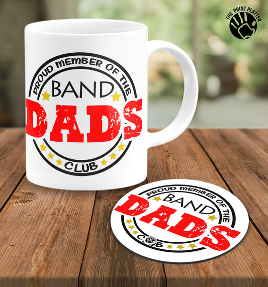 Proud Member Of The Band Dads Club White Cermic Coffee Mug With Tea Coster 330 ml, Microwave & Dishwasher Safe| TM-R190