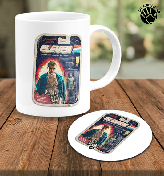 Stranger Things White Cermic Coffee Mug With Tea Coster 330 ml, Microwave & Dishwasher Safe| TM-R269