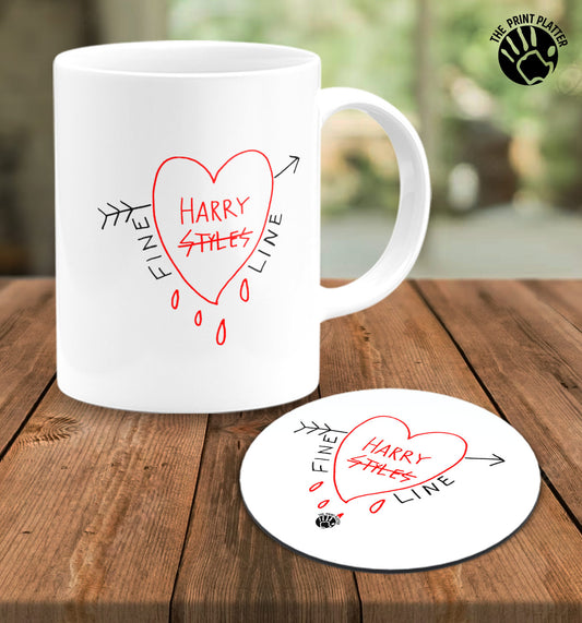 Harry Styles White cermic Coffee Mug With Tea Coster 330 ml, Microwave & Dishwasher Safe| TM-R46