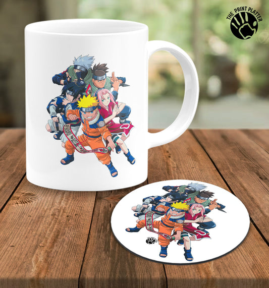Naruto White Cermic Coffee Mug With Tea Coster 330 ml, Microwave & Dishwasher Safe| TM-R76