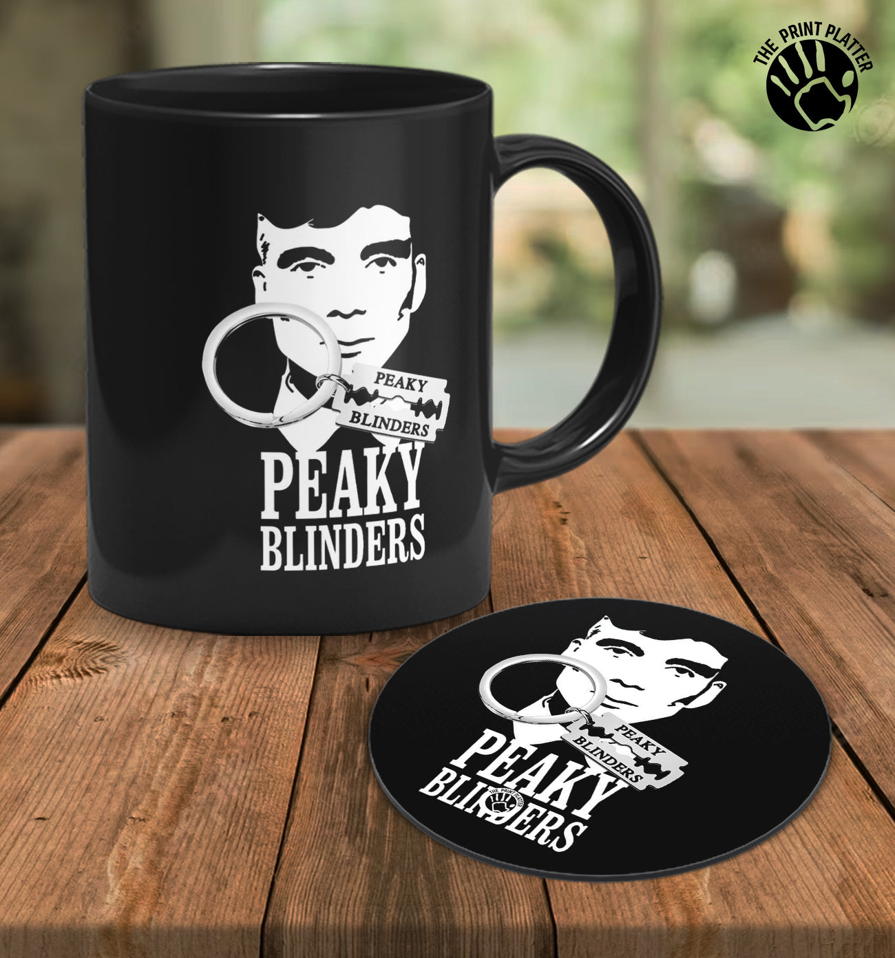 Peaky Blinders Full Black Cermic Coffee Mug With Tea Coster 330 ml, Microwave & Dishwasher Safe| TM-R81